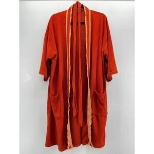 Vintage Aristo Karate Robe Unisex One Size Orange Terry Cloth Pockets Tie Waist‎